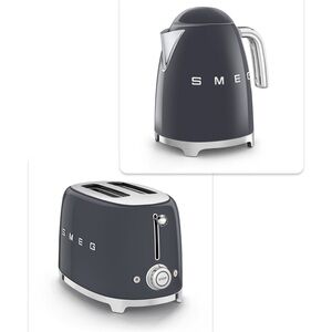 SMEG Cordless Electric Kettle & 2-Slice Toaster Set in Slate Gray